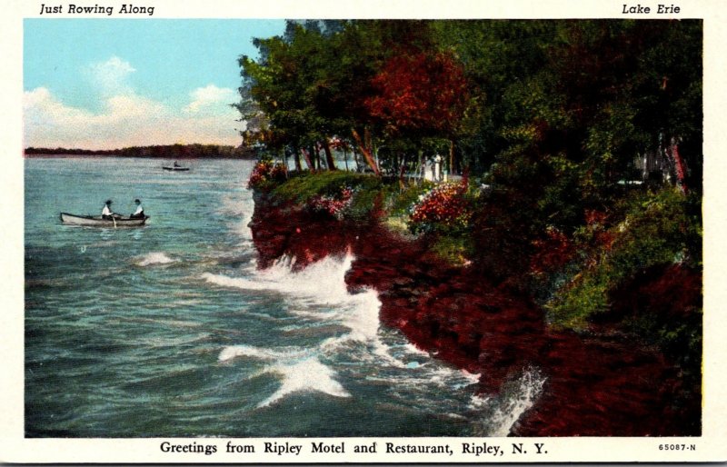 New York Ripley Just Rowing Along Greetings From Ripley Motel