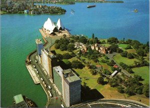 postcard Australia NSW - Sydney Opera House - aerial view with Government House