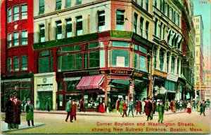 Corner Boylston And Washington Subway Boston MA Massachusetts 1910s Postcard UNP