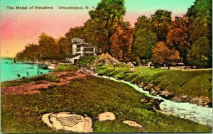 Model Of Palestine Chautauqua Lake New York NY Hand Colored Albertype Postcard