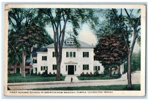 c1920's First Normal School in America Now Masonic Temple Lexington MA Postcard