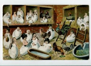 3092619 MULTIPLE BABIES in Eggs EASTER Old Photo Collage PC