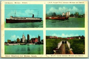 Multiview Ships  Landscapes Detroit Michigan Ontario Canada WB Postcard F14