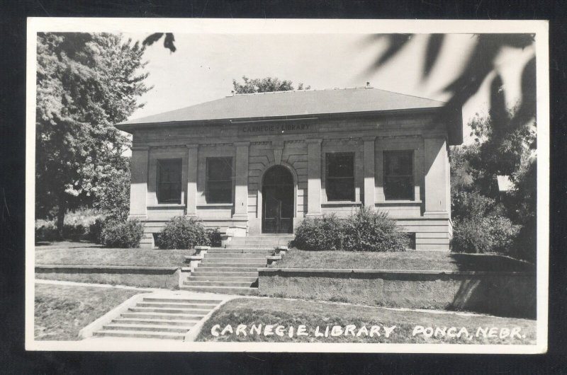 RPPC PONCA NEBRASKA CARNEGIE LIBRARY VINTGAE REAL PHOTO POSTCARD