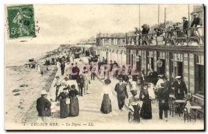 Old Postcard Luc Sur Mer On the Dike