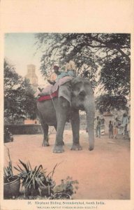 ELEPHANT RIDING SECUNDERABAD SOUTH INDIA BAPTIST MISSIONARY POSTCARD (c. 1910)