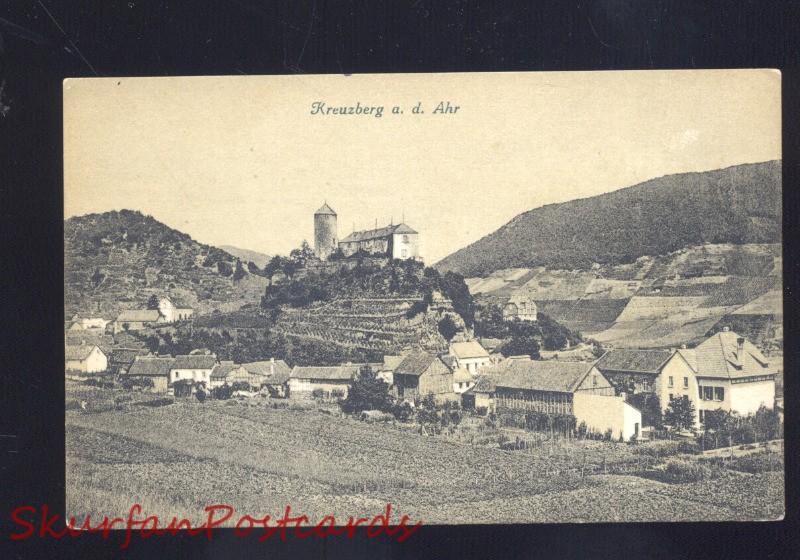 KREUZBERG A.D. AHR GERMANY BIRDSEYE VIEW ANTIQUE VINTAGE POSTCARD