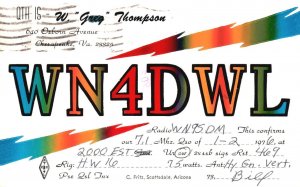 Vintage Postcard 1976 WN4DWL W. Grey Thompson Osborn Ave. Chesapeake Virginia VA