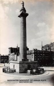 C33/ Baltimore Maryland Md RPPC Real Photo Postcard c40s Washington Monument