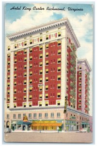 1959 Hotel King Carter & Restaurant Building Entrance Richmond Virginia Postcard