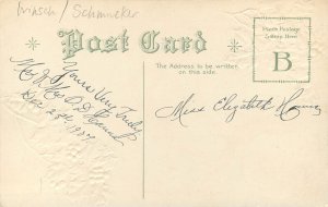 Embossed Christmas Postcard Winsch Schmucker Woman With Mandolin
