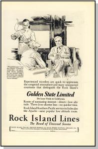 1927 Rock Island Lines Railroad Ad, Golden State Limited