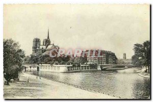 Old Postcard Paris the Seine has advanced Notre Dame