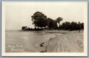 Postcard RPPC c1920s Forest Ontario Stoney Point Beach View