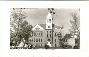 Cando North Dakota Towner County Courthouse with Groundskeeper RPPC Postcard V17