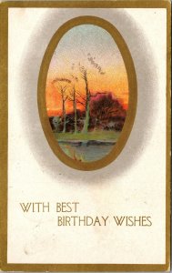 VINTAGE POSTCARD RARE POSTMARK BIRTHDAY GREETINGS BRIDGEWATER CORNERS ME 1915