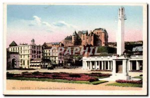 Dieppe Old Postcard L & # 39esplanade casino and the castle