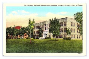 Postcard Ward Science Hall & Admin. Bldg. Ottawa University Ottawa Kansas