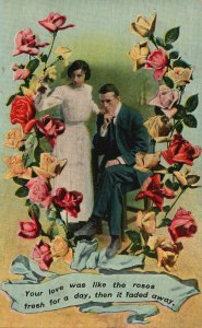 Vintage Postcard 1914 Your Love Was Like The Roses Fresh For Day Romance Flowers