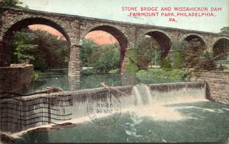 Pennsylvania Philadelphia Fairmount Park Stone Bridge and Wissahickon Dam 1911