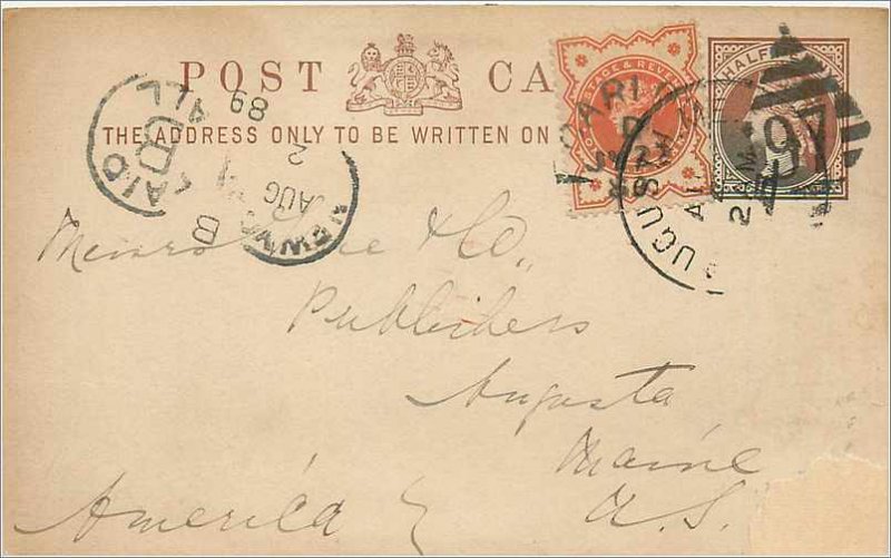 Entier Postal Stationery 1 / 2p + 1 1 / 2p for USA 1889