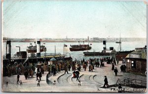 Pure Head and Ferry Boats Liverpool England Ships and Boats Pier Postcard