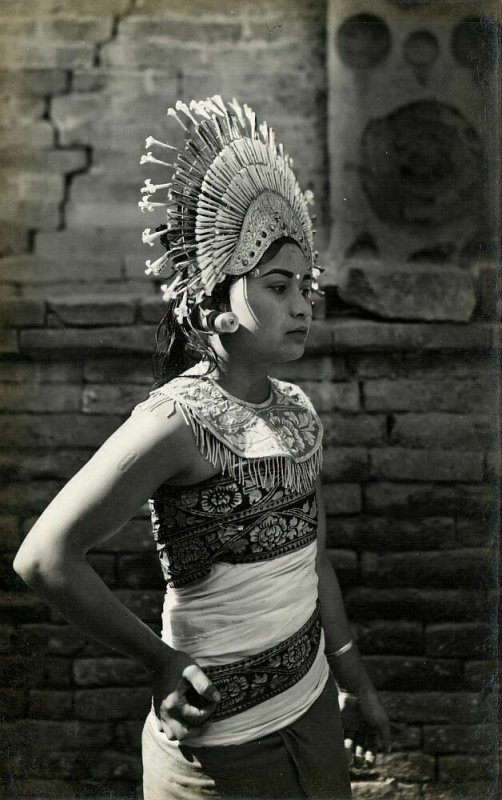 indonesia, BALI, Native Girl Djanger Dancer (1940s) RPPC Postcard