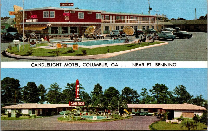 Vtg Candlelight Motel Columbus Georgia GA near Ft Benning Unused Postcard