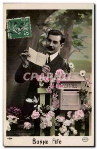Postcard Bonne Fete Old Man Mailbox