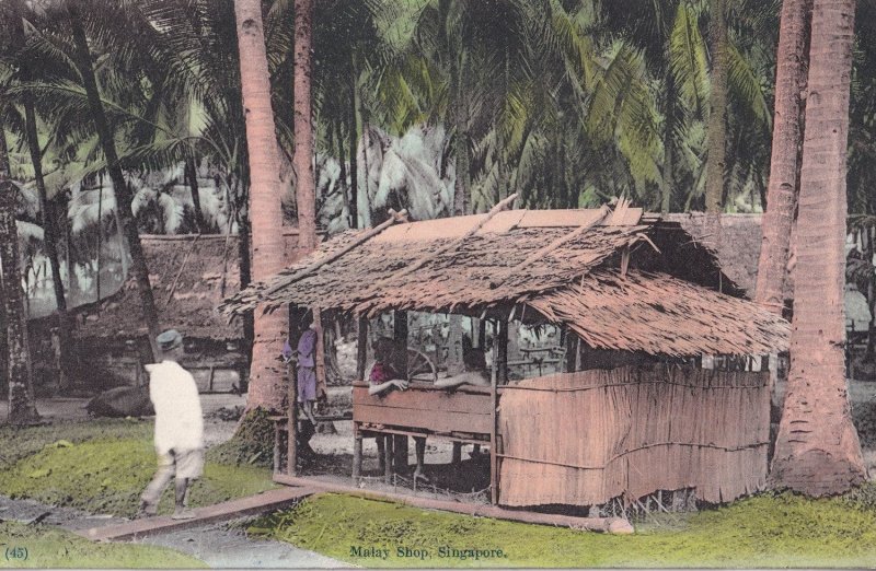 Malay Shop Singapore Antique Postcard