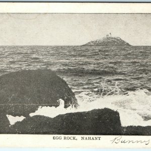 Pre-1907 Nahant, Mass. Egg Rock Litho Photo Postal Card Thick Paper UDB Sea A28