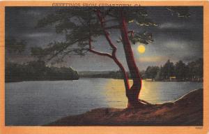 Cedartown Georgia~Dry Creek Scene @ Night~Moon Light Reflected in Water~1954 Pc