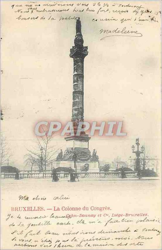 Old Postcard Brussels Congress column