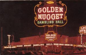 Nevada Las Vegas Golden Nugget Gambling Hall Saloon and Restaurant At Night