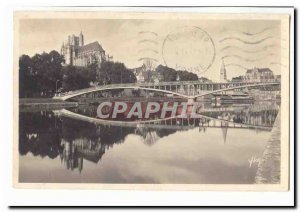 Auxerre Modern Postcard The bridge on & # 39Yonne and the cathedral