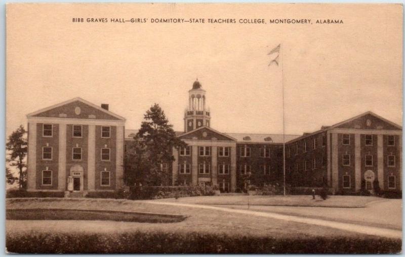 Alabama State University Postcard Bibb Graves Hall Girls