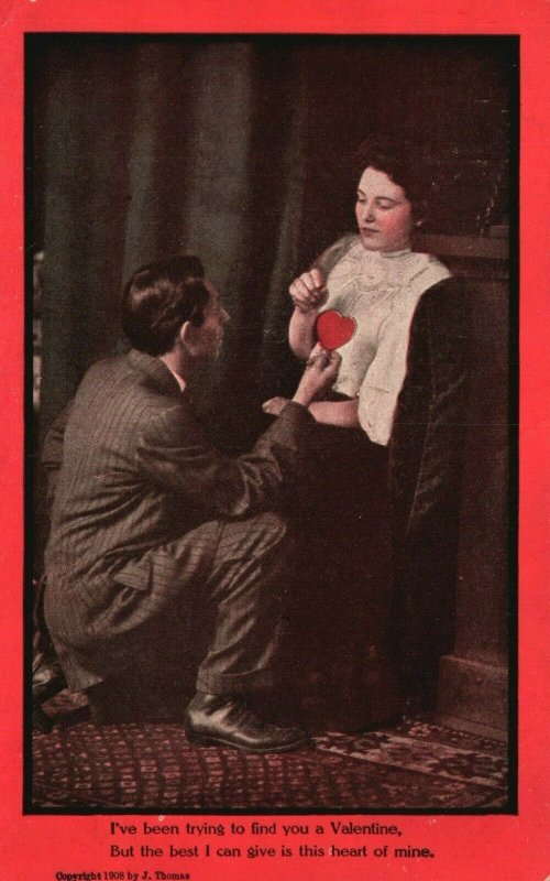 Vintage Postcard 1910's I've Been Trying to Find You a Valentine Man with Woman
