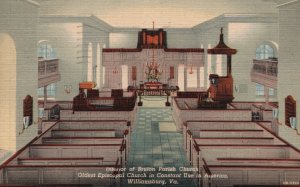 Vintage Postcard 1948 Interior Bruton Parish Episcopal Church Williamsburg VA