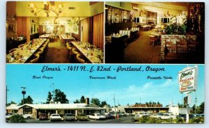 PORTLAND, OR ~ Roadside First Location ~ ELMER'S PANCAKE HOUSE c1960s Postcard