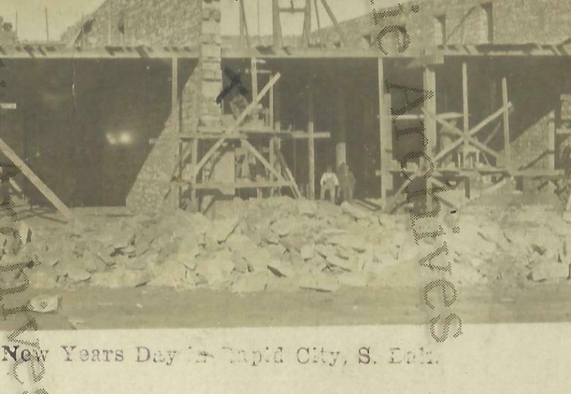 Rapid City SOUTH DAKOTA RPPC 1908 BUILDING CONSTRUCTION Working NEW YEARS DAY  