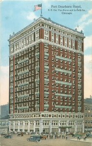 Chicago Illinois Ft Dearborn Hotel  Litho Postmarked 1914 Canal Station Cancel
