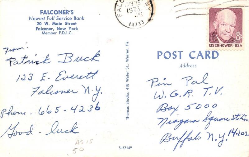 Falconer New YorkFirst National BankThermometer above Sign50s & 60s