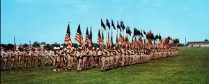 1950s Military Fort Dix New Jersey Formal Parade Colors Postcard 288 