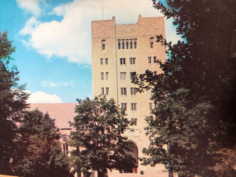 Bloomington, Indiana University Memorial Union Building, Campus, Chrome Postcard