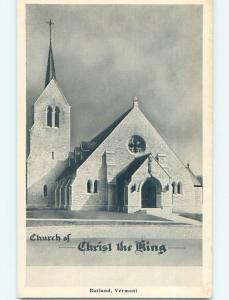 Unused 1940's CHURCH SCENE Rutland Vermont VT p5110