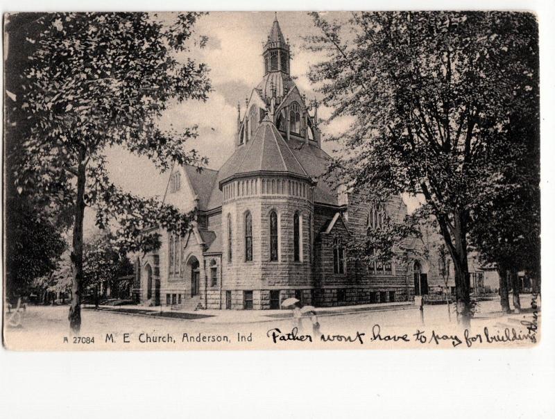 1907 ANDERSON Indiana Ind Postcard ME CHURCH