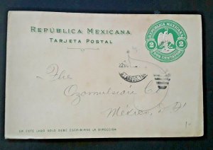 1901 Nuevo Laredo To Mexico City Mexico Postcard Cover