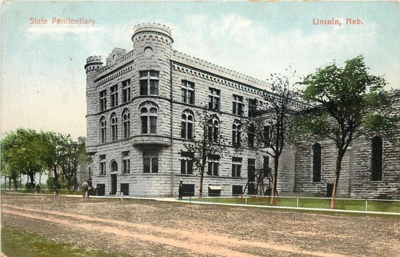 c1910 Chromograph Postcard Street View State Penitentiary Lincoln NE Lancaster