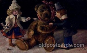 Teddy bear Children, Child, Postal used unknown corner wear, postal used on b...