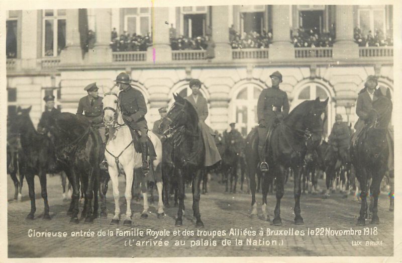 Glorious entry of the royal family and allied troops into Brussels Belgium 1918